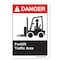 Signmission ANSI Danger, Rigid Plastic, 10" x 7", Landscape, Forklift Traffic Area, Forklift Traffic Area OS-DS-P-710-L-19853 - alternate 1